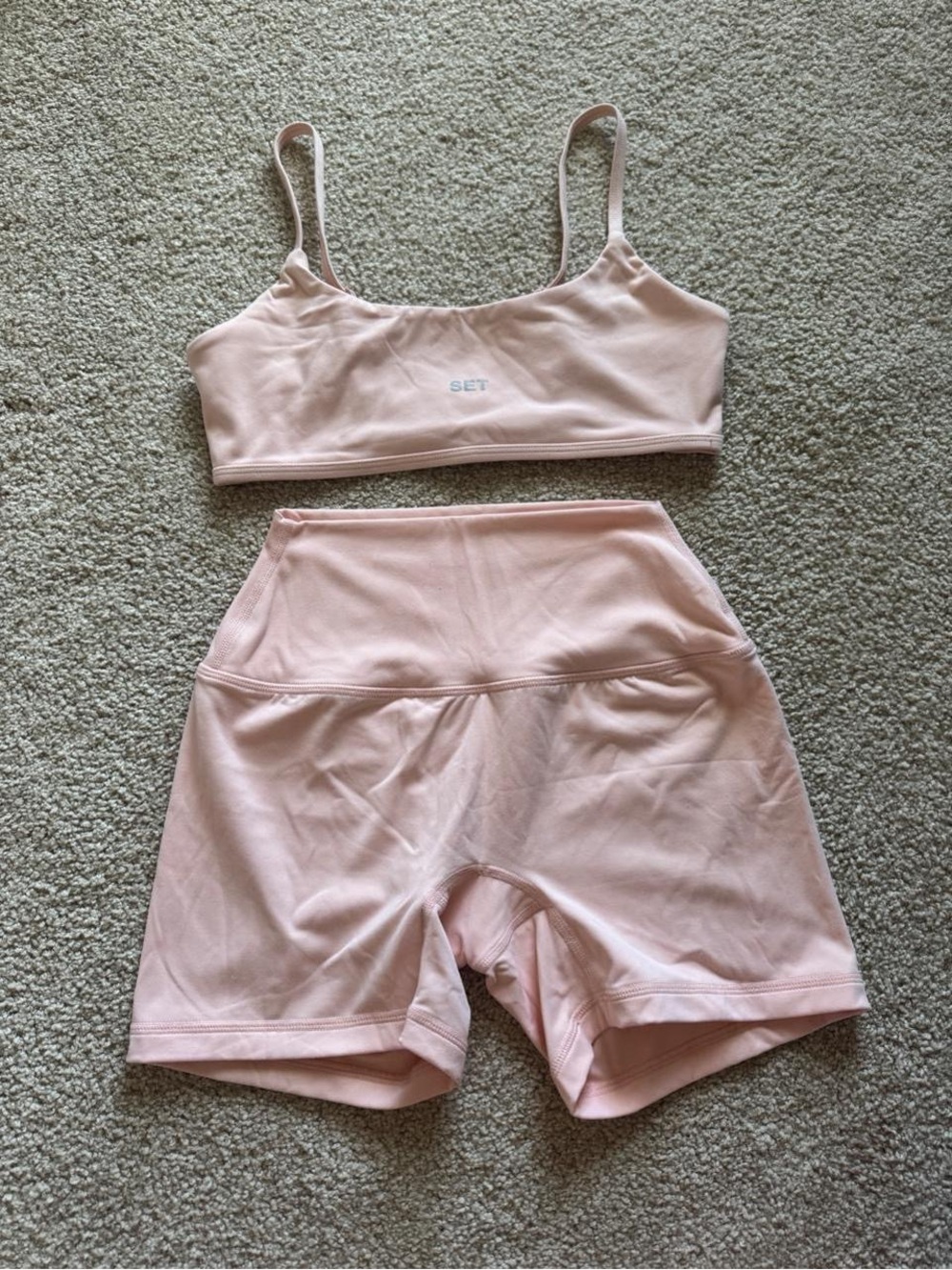 SET Active Coral Pink Seamless Bralette & High-Waist Shorts Set